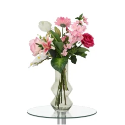 DESIGN PLANTS - Bouquet artificiel entrelacé sophie malaga rose/blanc