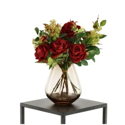 DESIGN PLANTS - Bouquet artificiel entrelacé elena sevilla rouge/blanc