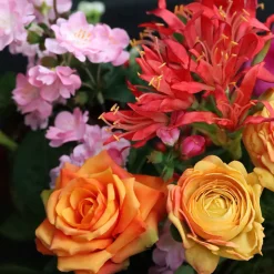 DESIGN PLANTS - Bouquet artificiel lié à la main liva madrid – orange/rouge