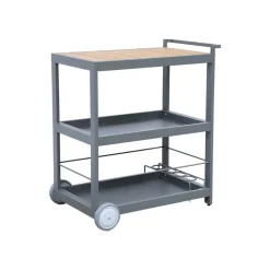 Desserte extérieure 84 cm en aluminium avec roues et poignée albi. Aluminium et polywood. Anthracite. L 84 x p 56 x h 96 cm