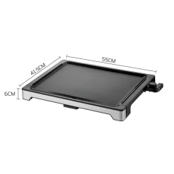 DOLCE CASA - Plancha dolce casa dc-pla-47x37-n thermostat ajustable, grille de table antidérapante, grande capacité pour 8 pers. 55 x 41,5 cm