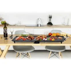 DOLCE CASA - Plancha xxl dolce casa dc-pla-90-cm antiadhésive - thermostat ajustable, 1800w poignée rembourrée, pour 8 personnes, 90 x 23cm