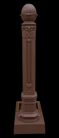 DOMMARTIN - Fontaine borne griffon avec vasque style corten (ral mars 2525) avec robinet colvert dommartin h. 110cm x l. 51cm