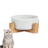 DOWNYPAWS - Bol surélevé en céramique et bois pour chat