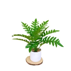 DOWNYPAWS - Bouquet de plantes artificielles + pot de fleurs en feuilles de chrysanthème vert