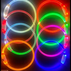 DOWNYPAWS - Collier lumineux rechargeable pour chien taille l rouge : 70 cm de circonférence