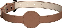 DOWNYPAWS - Collier traqueur gps pour chats et chiens - en cuir synthétique marron s