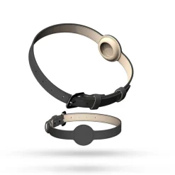 DOWNYPAWS - Collier traqueur gps pour chats et chiens - en cuir synthétique noir m