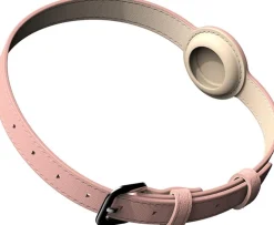 DOWNYPAWS - Collier traqueur gps pour chats et chiens - en cuir synthétique rose xs