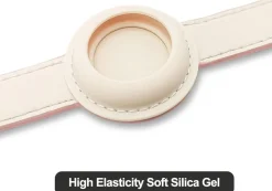 DOWNYPAWS - Collier traqueur gps pour chats et chiens - en cuir synthétique rose m