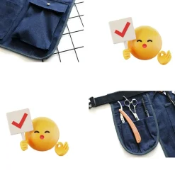 DOWNYPAWS - Court pour jardinage ou bricolage, teinte bleu jean et liberty, poches, coutures renfo-gris