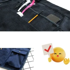 DOWNYPAWS - Court pour jardinage ou bricolage, teinte bleu jean et liberty, poches, coutures renfo-bleu