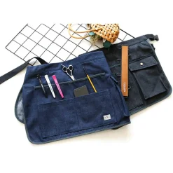 DOWNYPAWS - Court pour jardinage ou bricolage, teinte bleu jean et liberty, poches, coutures renfo-noir
