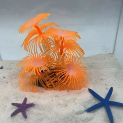 DOWNYPAWS - Décoration en corail doux simulé en silicone écologique pour aquarium orange