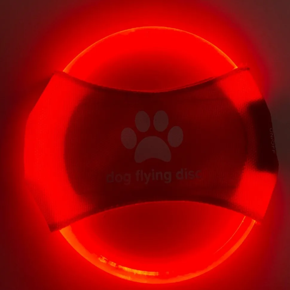 DOWNYPAWS - Discovolant lumineux rechargeable avec led pour chien feu rouge