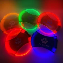 DOWNYPAWS - Discovolant lumineux rechargeable avec led pour chien feu bleu