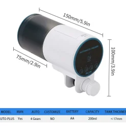 DOWNYPAWS - Distributeur automatique de nourriture pour poissons de précision intelligente pour aquarium, petite alimentation