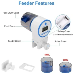 DOWNYPAWS - Distributeur automatique de nourriture pour poissons avec minuterie intelligente pour aquarium (poissons rouges et car）