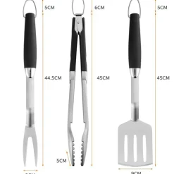 DOWNYPAWS - Ensemble de barbecue d'extérieur en acier inoxydable 3 pièces