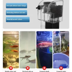 DOWNYPAWS - Filtre cascade 3 en 1 pour aquarium - puissant et silencieux