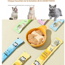 DOWNYPAWS - Friandises pour chats, saveur de saumon 20 paquets*14g, riches en oméga 3 et 6, avec taurine et vitamine e