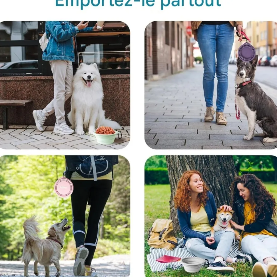DOWNYPAWS - Gamelle pliable pour chien 2 pièces
