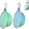 DOWNYPAWS - Gamelles pliables pour chiens et chats-bleu clair + vert clair - bol 350ml + boucle + couvercle