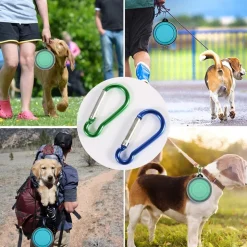 DOWNYPAWS - Gamelles pliables pour chiens et chats-bleu clair + vert clair - bol 350ml + boucle + couvercle
