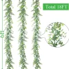 DOWNYPAWS - Guirlande de lierre artificiel d'eucalyptus blanc vert, 3 pièces, 1,8 m