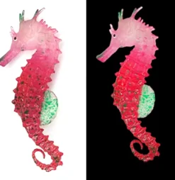 DOWNYPAWS - Hippocampe en silicone lumineux simulé pour la décoration d'aquarium avec ventouse rouge*2