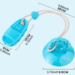 DOWNYPAWS - Jouet de chien grincement avec ventouse bleu-chaussons jouets à mâcher