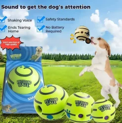 DOWNYPAWS - Jouet pour animaux de compagnie: balle roulante balle de dentition interactive et sonore automatique