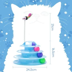 DOWNYPAWS - Jouets pour chats-jouets interactifs-avec balles colorées-boule et souris-bleu 3 couches