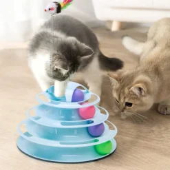 DOWNYPAWS - Jouets pour chats-jouets interactifs-avec balles colorées-boule et souris-bleu 3 couches