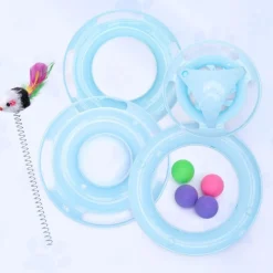 DOWNYPAWS - Jouets pour chats-jouets interactifs-avec balles colorées-boule et souris-bleu 3 couches