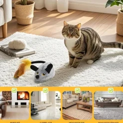 DOWNYPAWS - Jouets pour chats souris électrique-avec télécommande et câble de chargement usb
