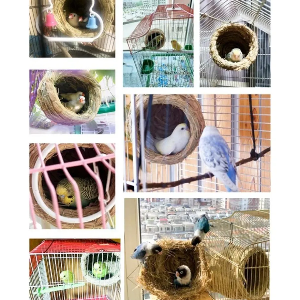 DOWNYPAWS - Jouets pour oiseaux-nid d'oiseau-grand tissé à la main 12,5 cm