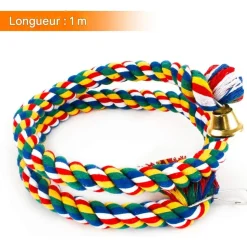 DOWNYPAWS - Jouets pour oiseaux-jouet à corde pour oiseaux 100cm-forme réglable avec cloche