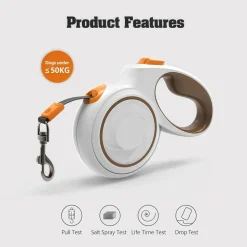 DOWNYPAWS - Laisse rétractable en nylon robuste de 5 mètres pour chiens de toutes tailles