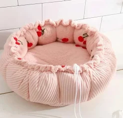 DOWNYPAWS - Lit en peluche pour chat: nuage pétales citrouille modélisation réglable double usage chaud