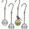 DOWNYPAWS - Lot de 4 mangeoires à boules de graisse noires - support métal résistant aux intempéries pour jardin & balcon
