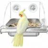 DOWNYPAWS - Mangeoire pour oiseaux - transparent cage mangeur perchoir antidérapant bol acier inoxydable remplissage facile