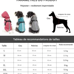 DOWNYPAWS - Manteau pour chiens-avec harnais-réfléchissant imperméable-gris taille xl