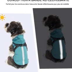 DOWNYPAWS - Manteau pour chiens-avec harnais-réfléchissant imperméable-vert taille 2xl