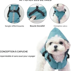 DOWNYPAWS - Manteau pour chiens-avec harnais-réfléchissant imperméable-vert taille s