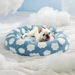 DOWNYPAWS - Panier rond pour chien et chat - avec housse lavable, moelleux et antidérapant