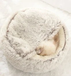 DOWNYPAWS - Panier Semi-Fermé Confortable Pour Chat, Polyester Doux