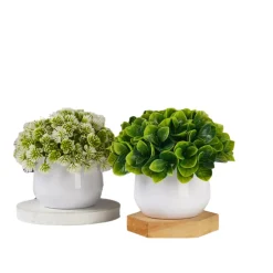 DOWNYPAWS - Plantes vertes artificielles en pot fleurs artificielles komatsu blanches