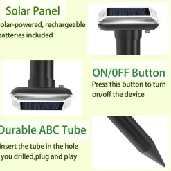 DOWNYPAWS - Répulsifs solaires anti-taupes- répulsif à ultrasons-Noir