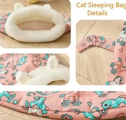 DOWNYPAWS - Sac de couchage pour chat: nid semi - fermé 360° chaud doux en peluche